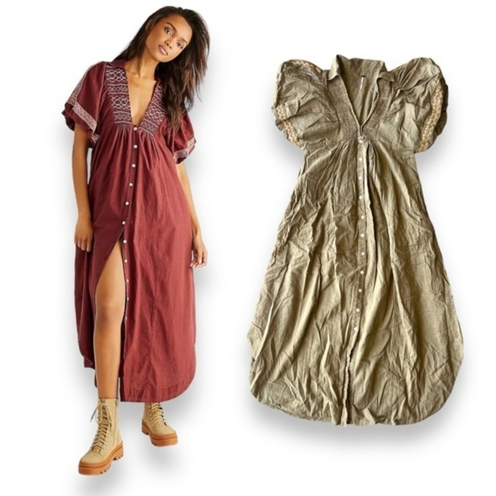 FREE PEOPLE Samantha Shirtdress in Khaki